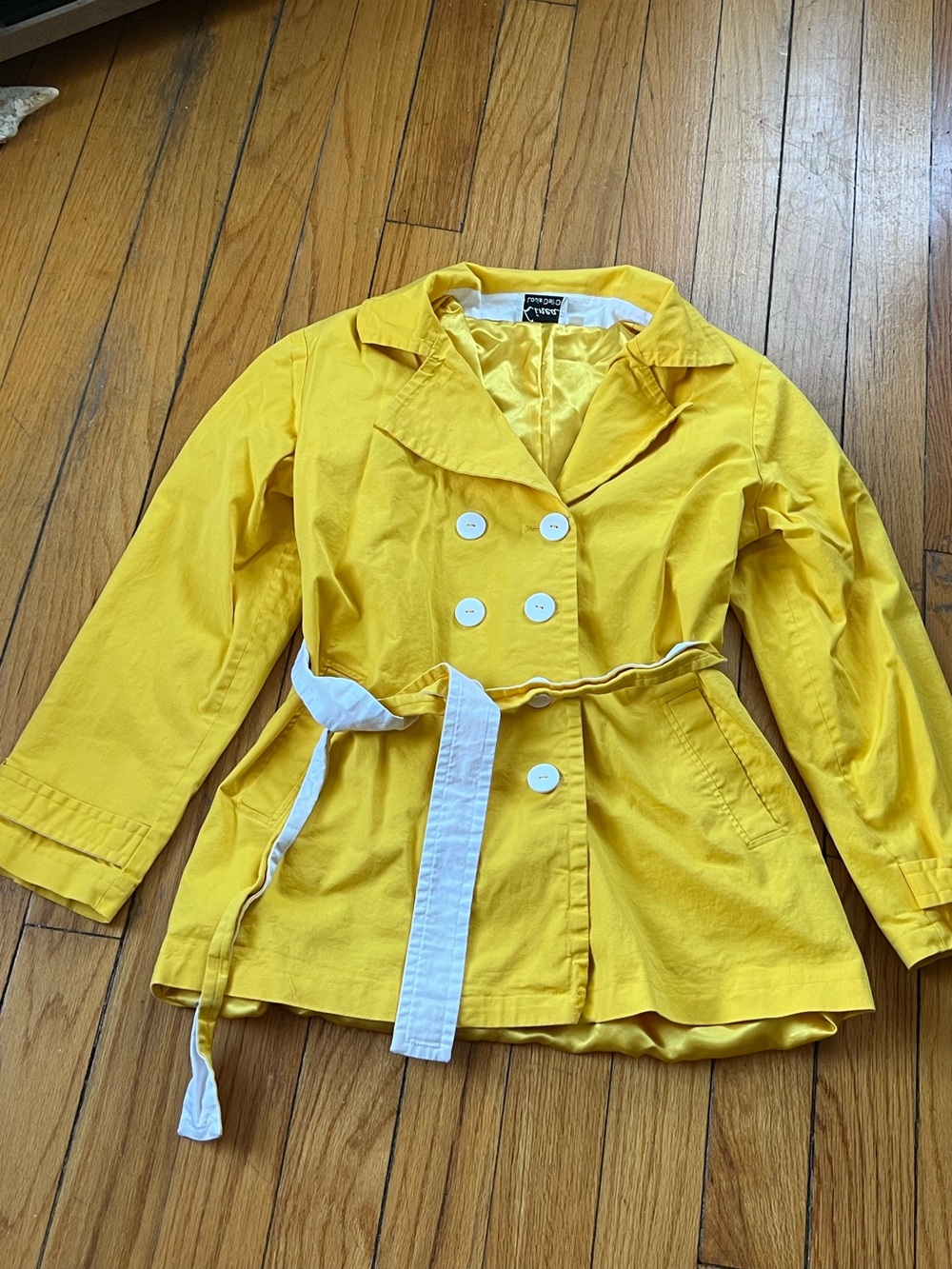 Linea by Louis Dell'Olio Bright Yellow Double-Breasted Trench Coat